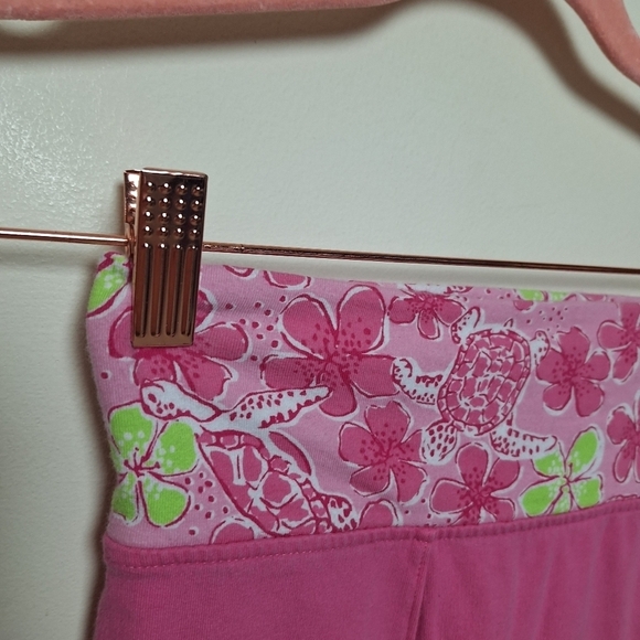 Lilly Pulitzer Girls Pink High Waisted Leggings with Floral Waistband Medium - Picture 3 of 8
